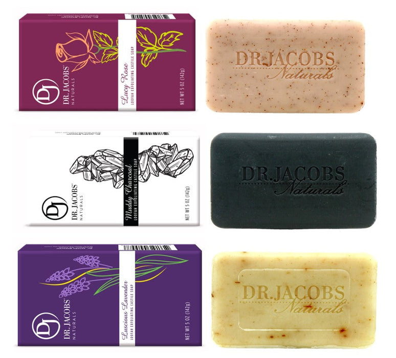 Soothe + Detox Exfoliating Pure Castile Bar Soap Set by Dr. Jacobs Naturals