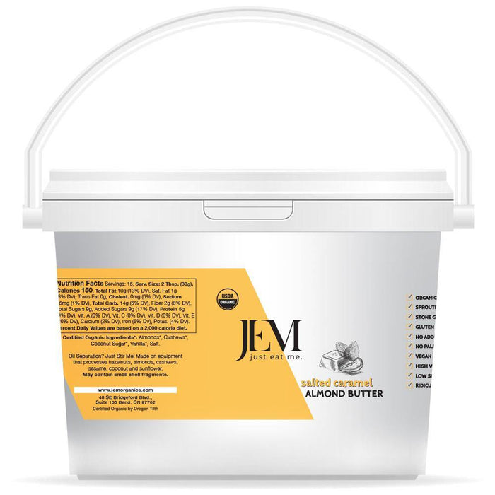 JEM Organics Salted Caramel Almond Butter - Bulk Bucket 8 lb by Farm2Me