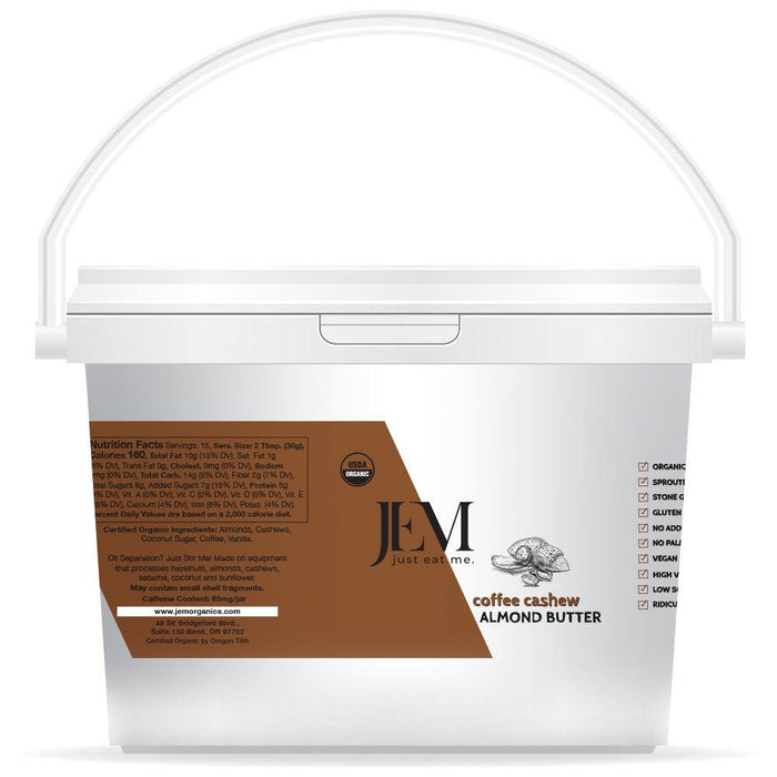 JEM Organics Coffee Cashew Almond Butter - Bulk Bucket 8 lb by Farm2Me