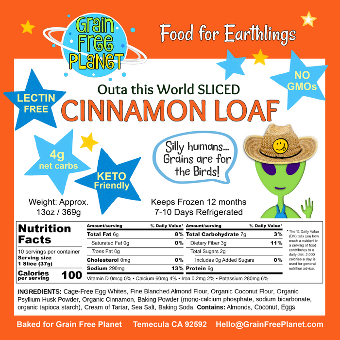 Grain Free Planet Keto Sliced Cinnamon Swirl Loaf Case by Farm2Me