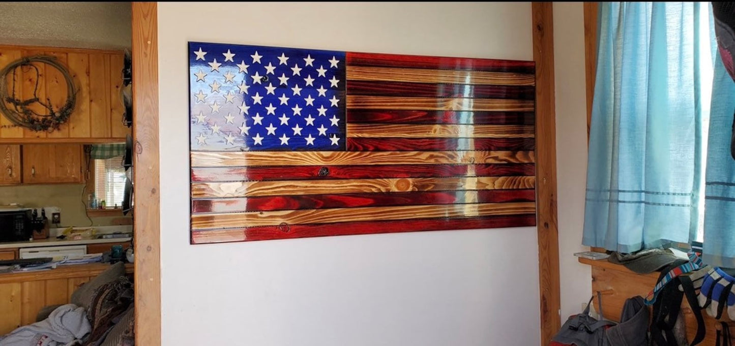 24'' x 12'' inch Rustic Wooden American Flag