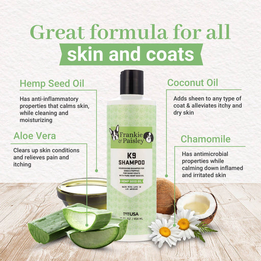 K9 Shampoo with Hemp Seed Oil - Shampoo for Dogs - 16oz Pet Grooming Los Angeles Brands