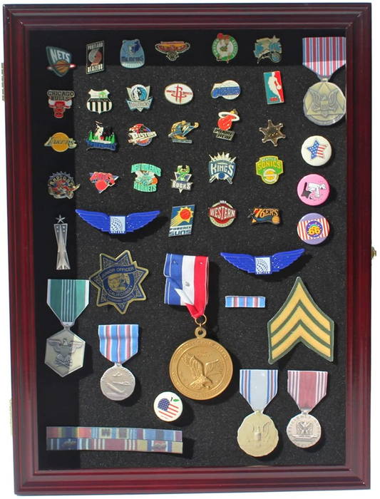 Collector Medal/Lapel Pin Display Case Holder Cabinet Shadow Box (Cherry Finish)., Collector Medal/Lapel Pin Display Case Holder Cabinet Shadow Box, The Military Gift Store, Display Case Accessories