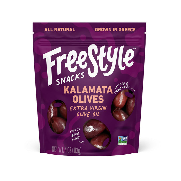 Freestyle Snacks Kalamata Olives EVOO - 6 bags x 4oz by Farm2Me