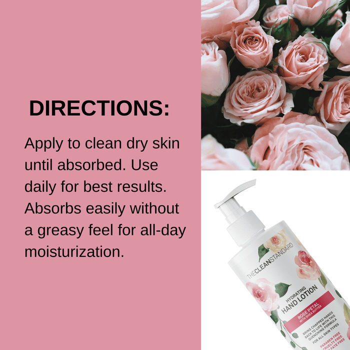 Moisturizing Hand Lotion for Dry Skin and Moisturizer with Shea Butter, Rose Flower Oil | Hydrating Non Greasy Hand Cream for Women and Men by THE CLEAN STANDARD | 2 Bottle Set x 16 fl oz with Lotion Pump Hand Lotion LOS ANGELES BRANDS