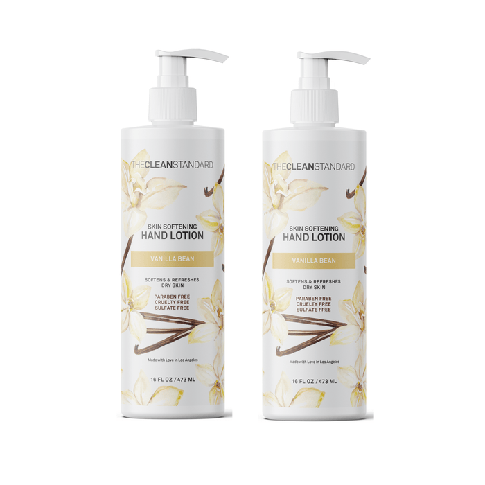 Moisturizing Hand Lotion for Dry Skin and Moisturizer with Shea Butter, Vanilla Extract | Hydrating Non Greasy Hand Cream for Women and Men by THE CLEAN STANDARD | 2 Bottle Set x 16 fl oz with Lotion Pump Hand Lotion LOS ANGELES BRANDS