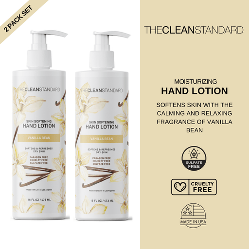 Moisturizing Hand Lotion for Dry Skin and Moisturizer with Shea Butter, Vanilla Extract | Hydrating Non Greasy Hand Cream for Women and Men by THE CLEAN STANDARD | 2 Bottle Set x 16 fl oz with Lotion Pump Hand Lotion LOS ANGELES BRANDS