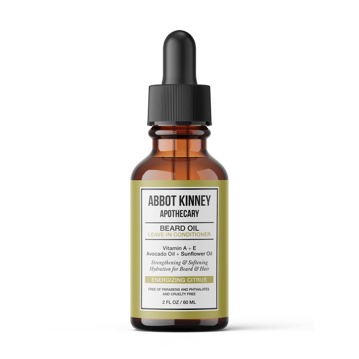 Softening Beard and Mustache Oil, Strengthens and Conditions, Energizing Citrus, 2oz by Abbot Kinney Apothecary Men's Grooming Los Angeles Brands