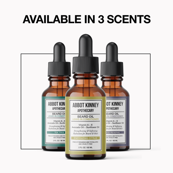 Softening Beard and Mustache Oil, Strengthens and Conditions, Energizing Citrus, 2oz by Abbot Kinney Apothecary Men's Grooming Los Angeles Brands