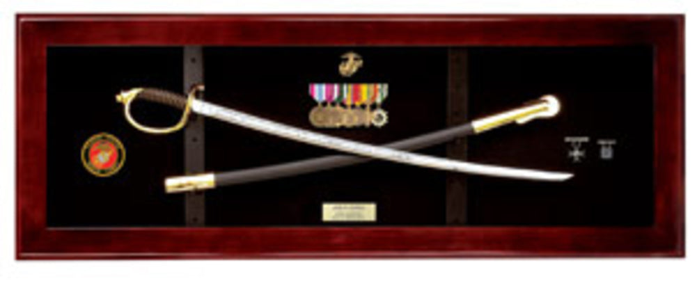 USMC NCO Sword Display Case, Sword Display Frame., , The Military Gift Store, USMC Sword Case