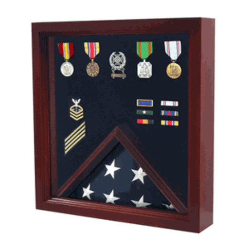 Flag Medal Display Case, Wood Military Flag Medal Shadow Boxes., , The Military Gift Store, Burial Flag Medal Display case