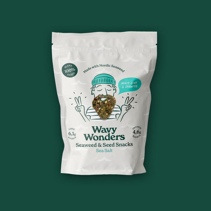 Wavy Wonders’ Sea Salt Seaweed Crackers bags - 6 bags x 1.05oz (30g) case by Farm2Me