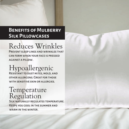 Market Fresh Beauty Mulberry Silk Sleep Set, Pillowcase, Eye Mask and Hair Scrunchie, Silk, White