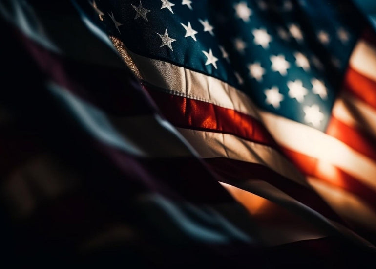 Betsy Ross, Bennington and Cowpens thirteen-star American flags shown side by side
