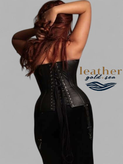 Leather Overbust Corset – Sizes 20–50 - Handcrafted Black leather