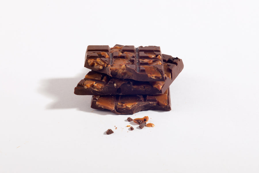 Stacked pieces of Toffee Coffee Chocolate Bar