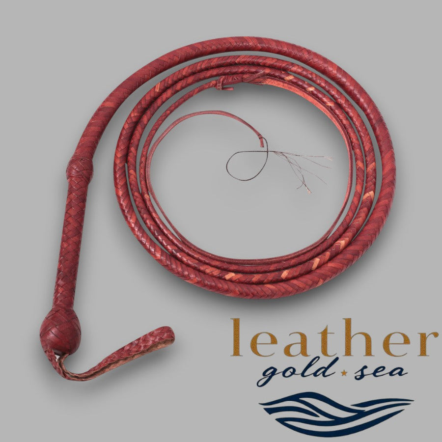 Handmade Reddish-Brown Leather Bullwhips for Sale – Premium 16-Plait Whips