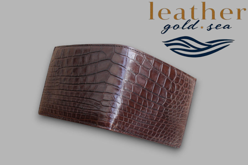 Leather Bifold Wallet for Men – Dark Brown | Alligator Wallet