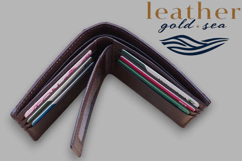 Leather Bifold Wallet for Men – Dark Brown | Alligator Wallet