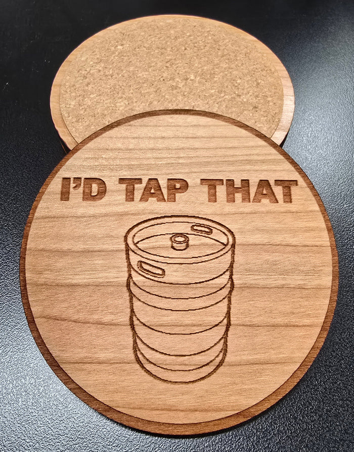 I'd Tap That Patriotic Wood Coaster Set – Handcrafted by U.S. Veterans