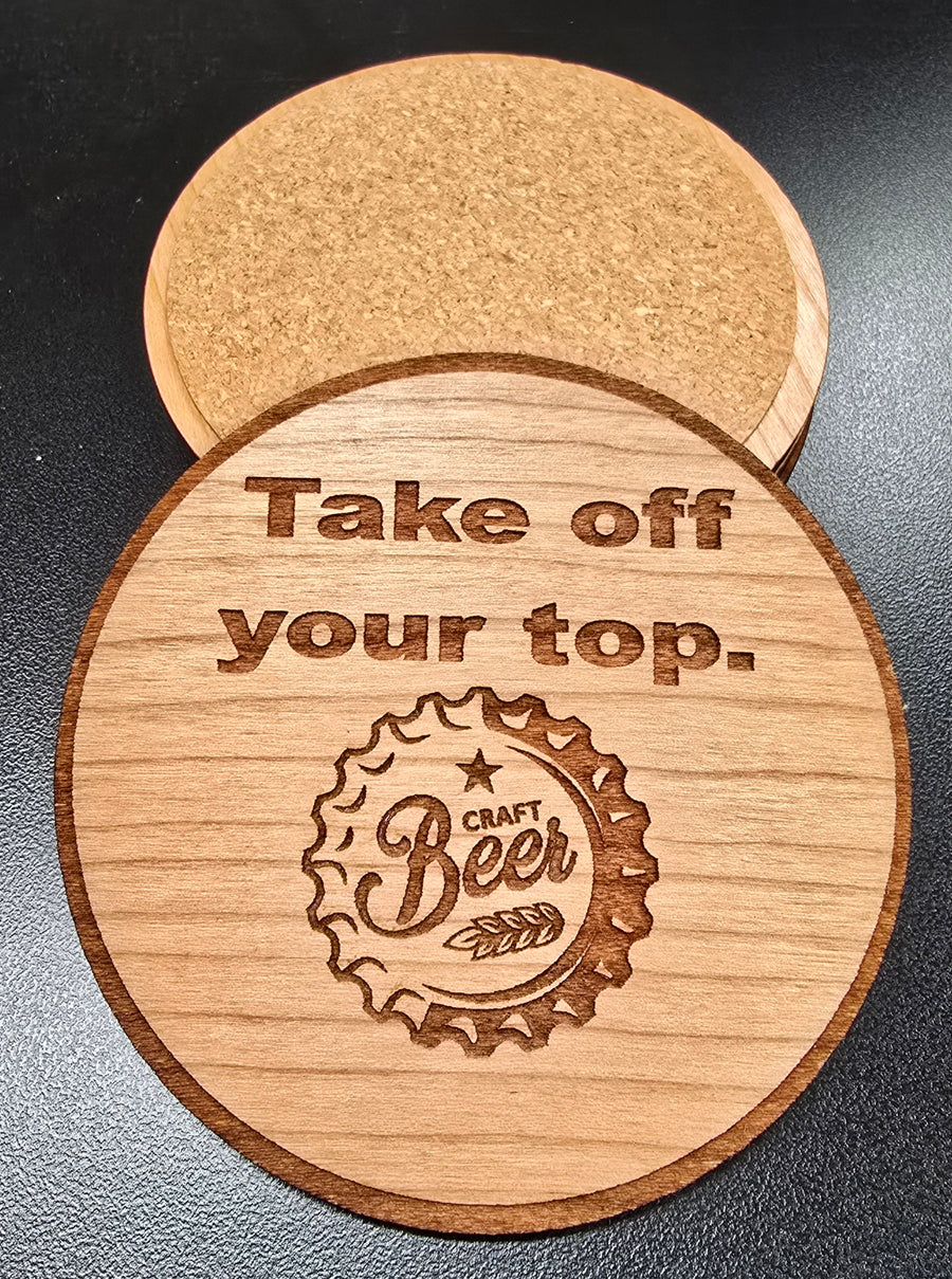 Take Off Your Top Patriotic Wood Coaster Set – Handcrafted by U.S. Veterans