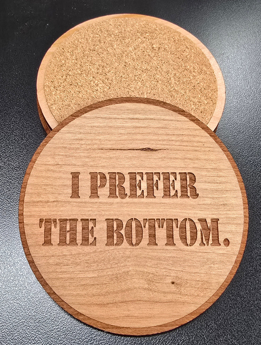 I Prefer The Bottom Patriotic Wood Coaster Set – Handcrafted by U.S. Veterans