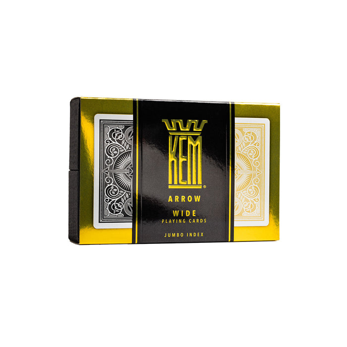 KEM Arrow Black & Gold Poker Jumbo Wide Playing Cards – 2 Deck Luxury Set