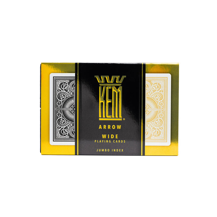 KEM Arrow Black & Gold Poker Jumbo Wide Playing Cards – 2 Deck Luxury Set