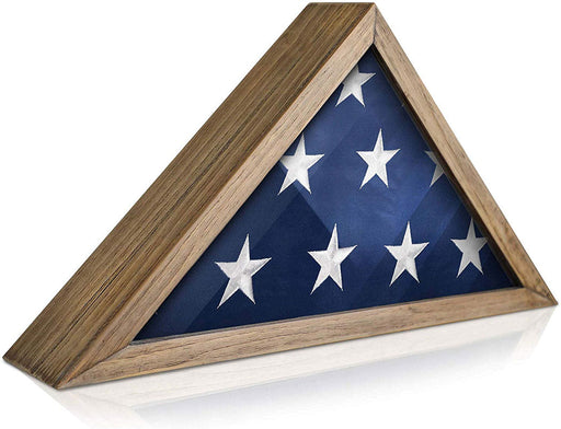 Rustic Flag Case - SOLID WOOD Military Flag Display Case for 9.5 x 5, , The Military Gift Store, American Flag Frames