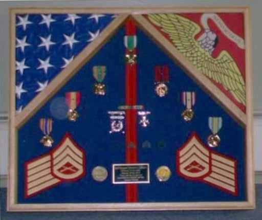 Military flag case for 2 flags and medals., , The Military Gift Store, Military Flag Display Case, Flag Shadow Boxes (21)