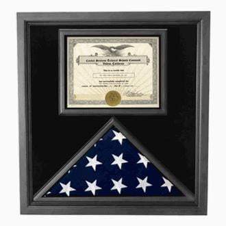 Premium USA-Made Solid wood Flag Document Case Black Finish., , The Military Gift Store, Flag and Certificate Case