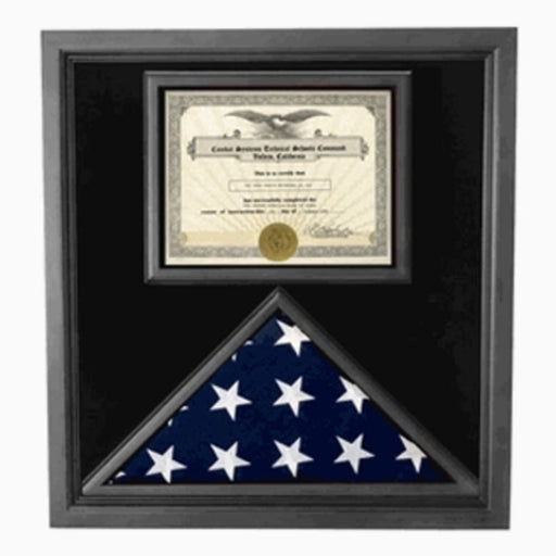 Premium USA-Made Solid wood Flag Document Case Black Finish., , The Military Gift Store, Flag Document Case