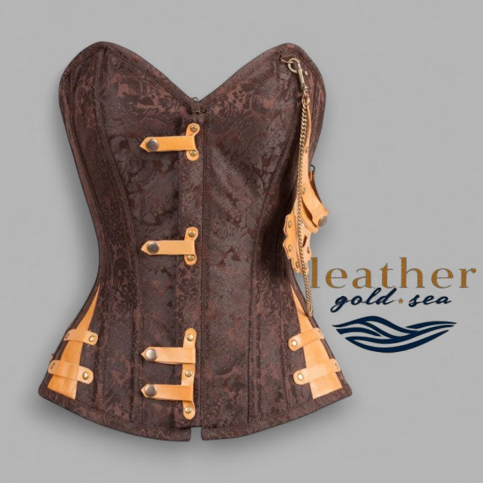 Leather Overbust Corset - Handcrafted Brown