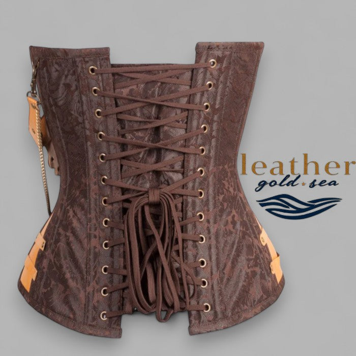 Leather Overbust Corset - Handcrafted Brown