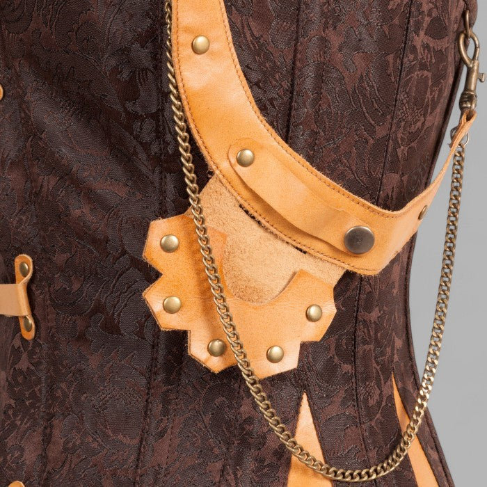 Leather Overbust Corset - Handcrafted Brown