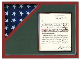Oak Shadow box to hold a 3’X5’ flag with 8.5'x11' certificate., , The Military Gift Store, Flag Case with Display Shadow Box