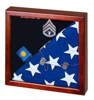 Flag Display Case showcases both the flag and military awards., , The Military Gift Store, 