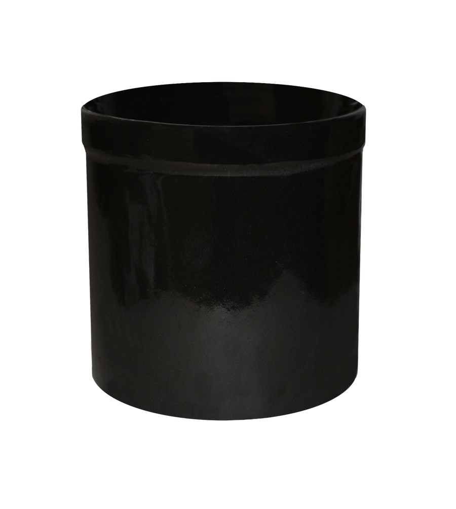 Black 1-gallon stoneware preserving crock