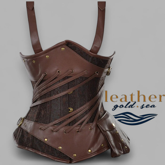 Female Leather Corset - Handcrafted Brown
