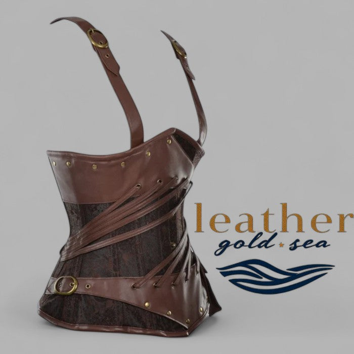 Female Leather Corset - Handcrafted Brown