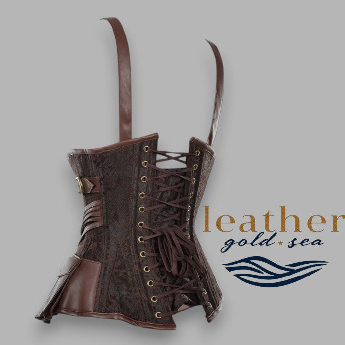 Female Leather Corset - Handcrafted Brown