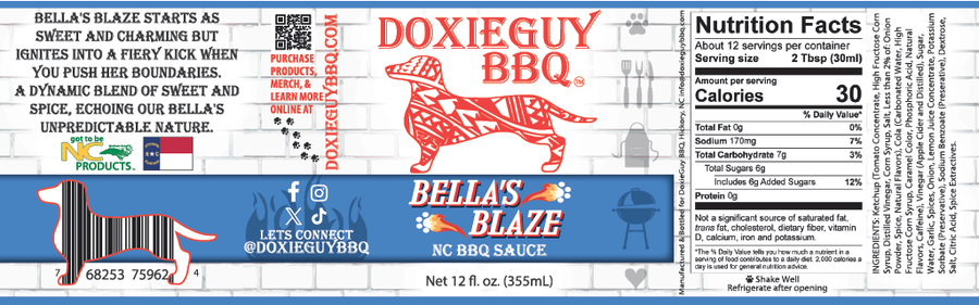Bella’s Blaze – Sweet & Spicy Finishing BBQ Sauce (12 oz)