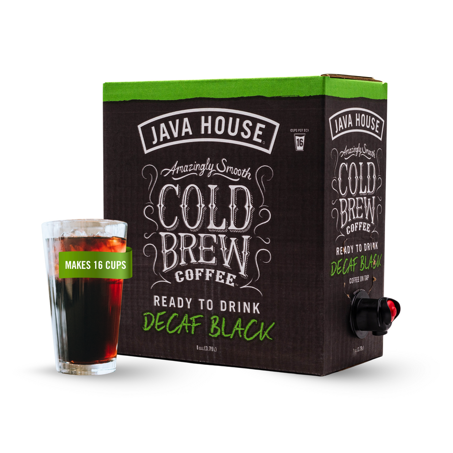 Decaf on-tap cold brew box with dispensing spout