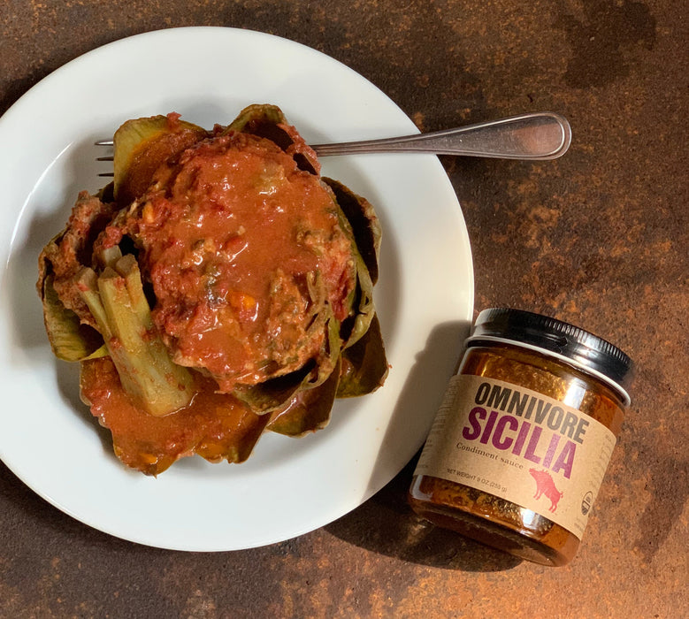 Sauce on artichoke