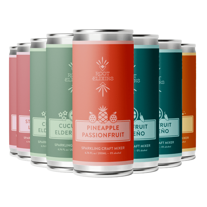Root Elixirs Variety Pack | Root Elixirs Sparkling Premium Cocktail Mixers- 8 Cans 7.5oz by Farm2Me