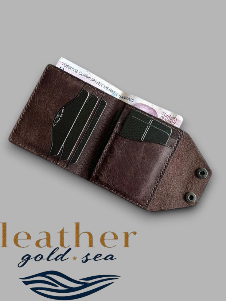 Cow Leather Wallet – Handmade Dark Brown Classic
