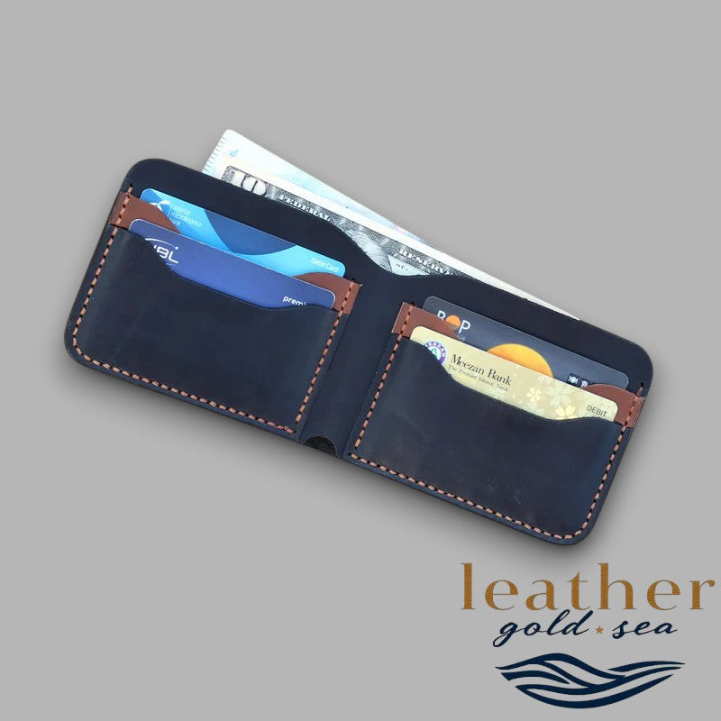 Cowhide Leather Wallet – Black & Durable