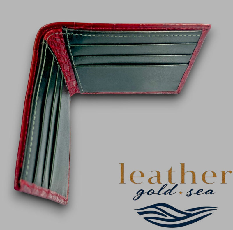 Leather Wallet – Green & Brown | Italian Leather Wallet | Alligator Design