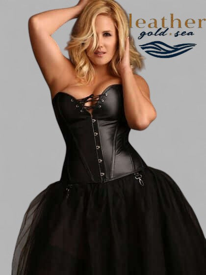 Black Leather Corset with Silver Studs – Handmade