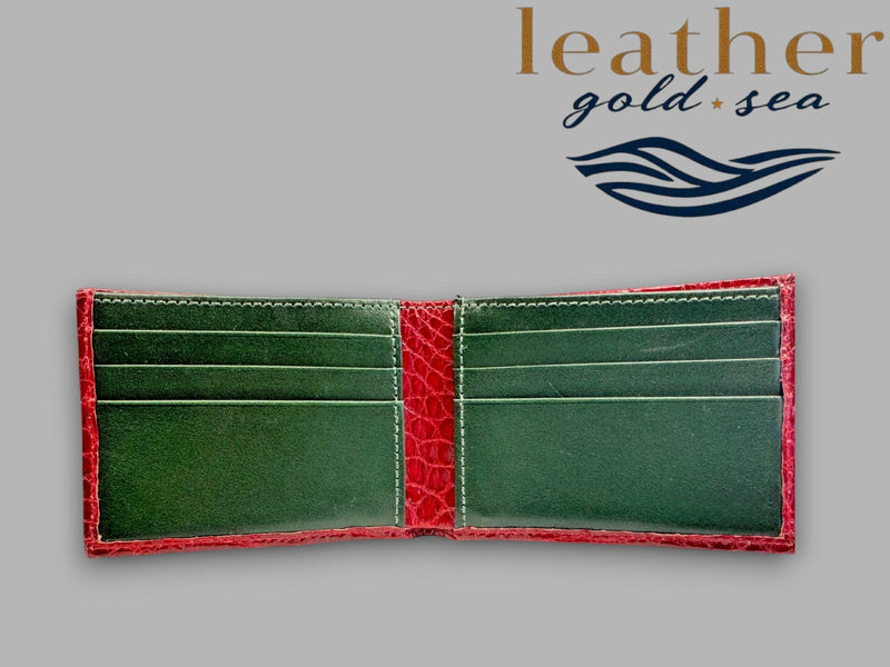 Leather Wallet – Green & Brown | Italian Leather Wallet | Alligator Design